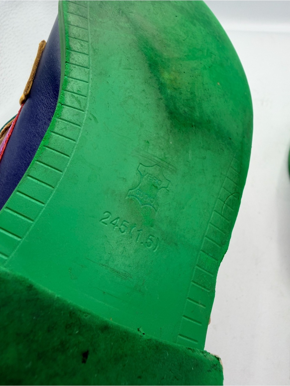 Sansa Costa Colorblock Leather Slip-On Mules in Red, Purple & Green - Picture 7 of 7